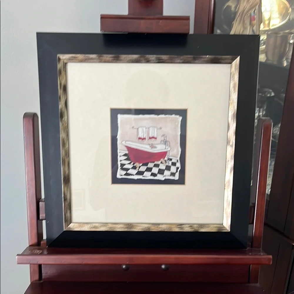 Framed Art with Red Bathtub